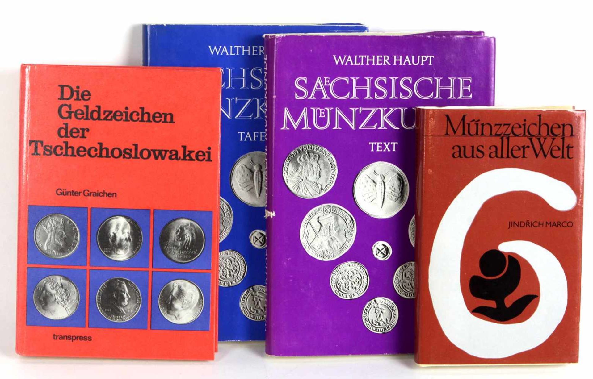 4 Münzbücherdabei *Sächsissche Münzkunde* von Walther Haupt, in 2 Bänden, Textband mit 300 S. mit