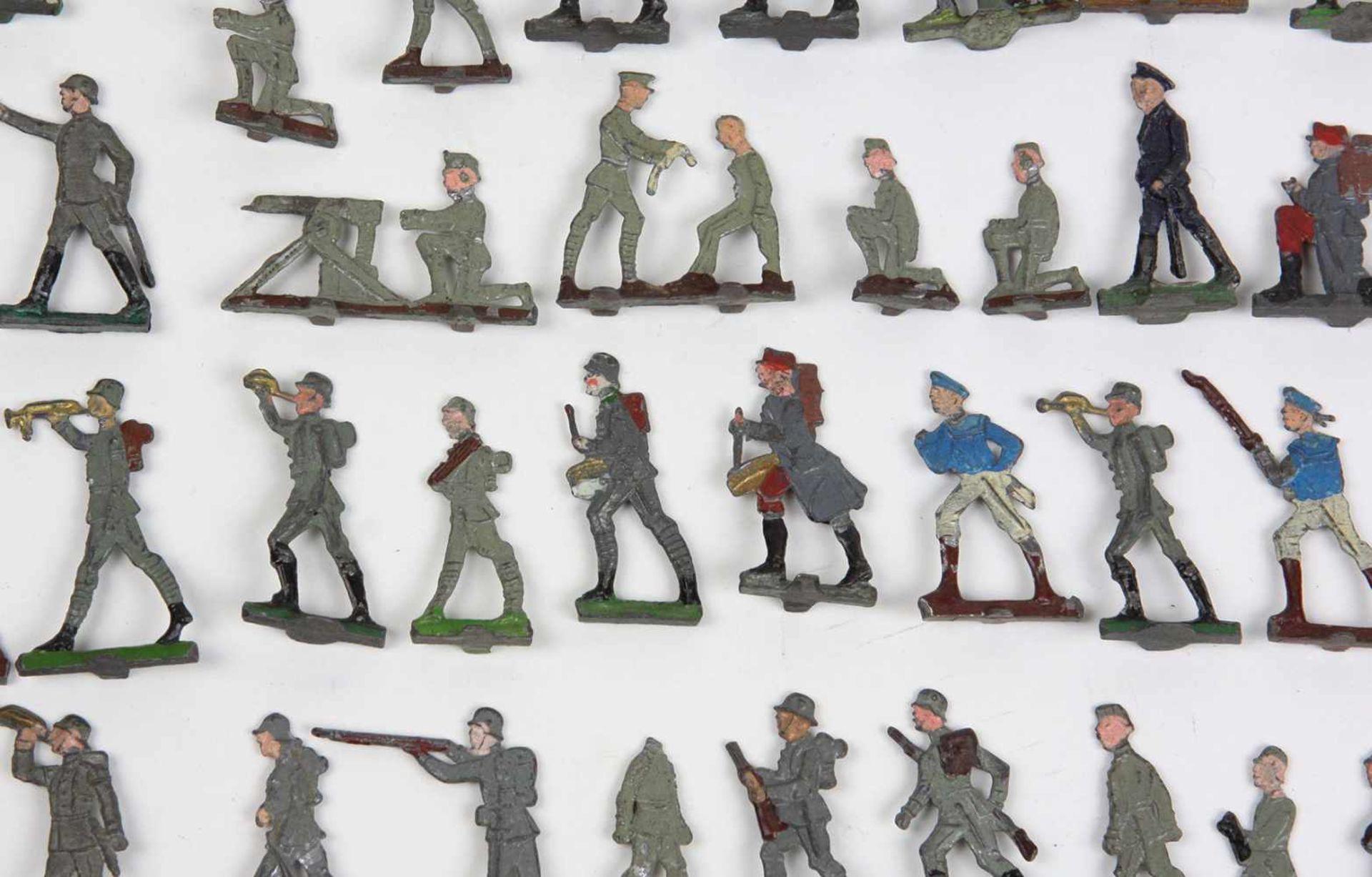 Posten Heyde Zinnsoldatengegossen Flachfiguren aus Zinn, teils farbig gefasst, verschiedene - Bild 2 aus 4