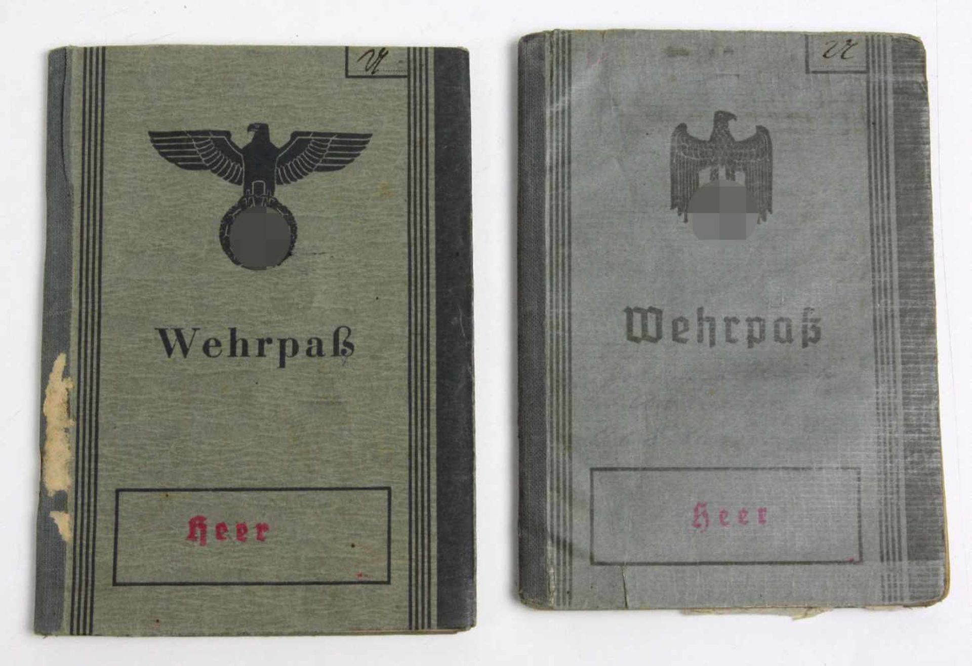 2 Heeres Wehrpässeje mit Lichtbild, ausgestellt in Chemnitz 1937 u. 1942, Vater und Sohn,