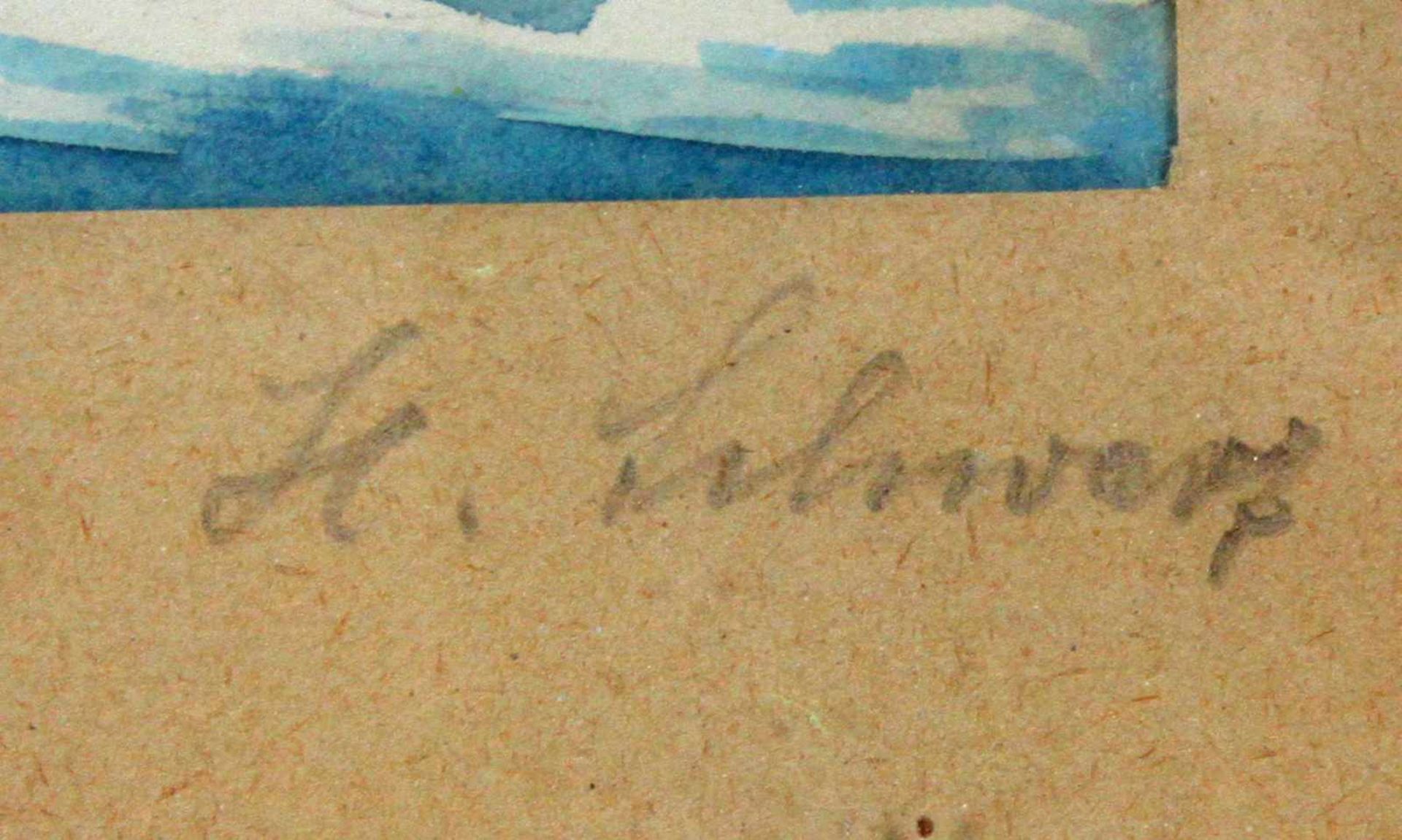 Ramsau gegen Reiteralpe - Schwarz, H.Aquarell rechts unterhalb auf Passepartout mit Blei signiert H. - Bild 2 aus 2