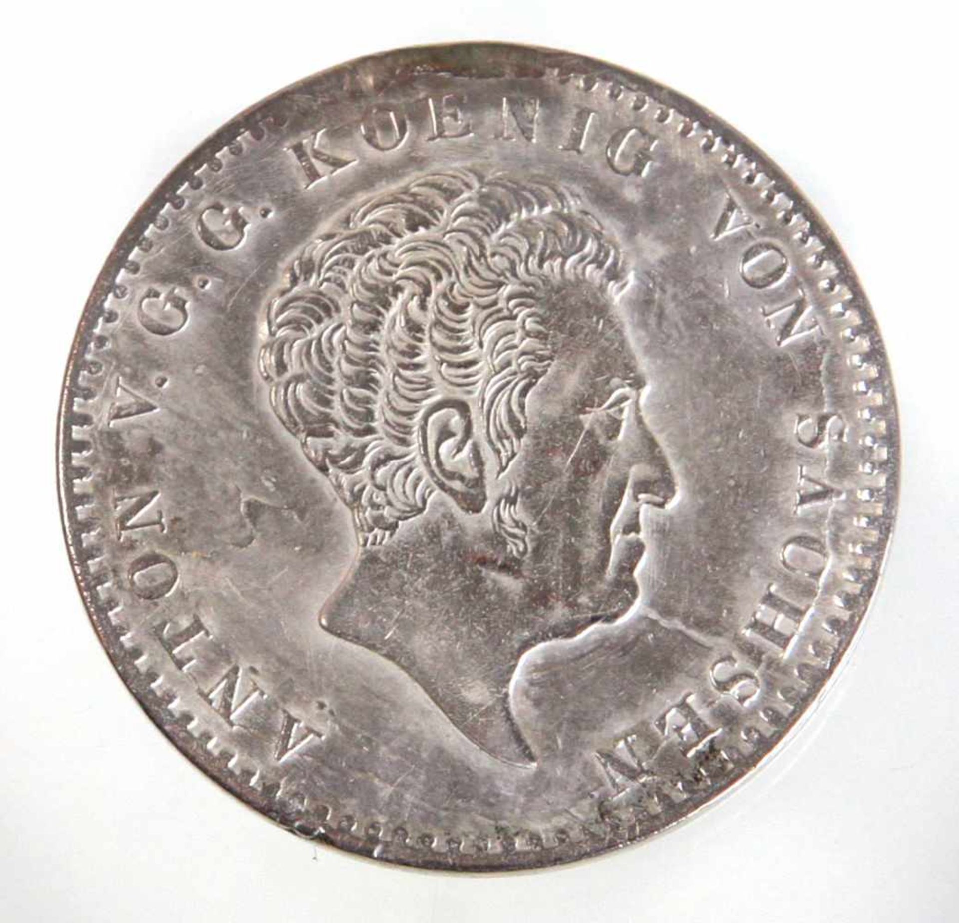 Silbermünze Sachsen 1830revers bekröntes Sachsenwappen mit Umschrift *Vierzig- Eine Feine Mark 1.3.