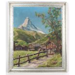 Matterhorn - WagnerÖl/Leinwand rechts unten signiert Wagner, hochformatige Partie im Frühling in den