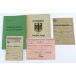 Anwärter Ausweis u. Mietgliedskarte NSDAP u.a.dabei SA Anwärter Ausweis mit Maschineneinträgen u.