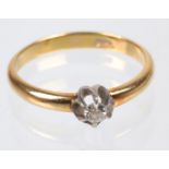 Diamant Solitär Ring - GG/WG 585in Gelbgold / Weißgold 585 (14 Karat) gearbeitet und punziert,