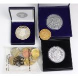 Posten Münzen u. Medaillendabei 3 Georgius Agricola Prägungen, in Feinsilber u.a. sowie Münzgeld