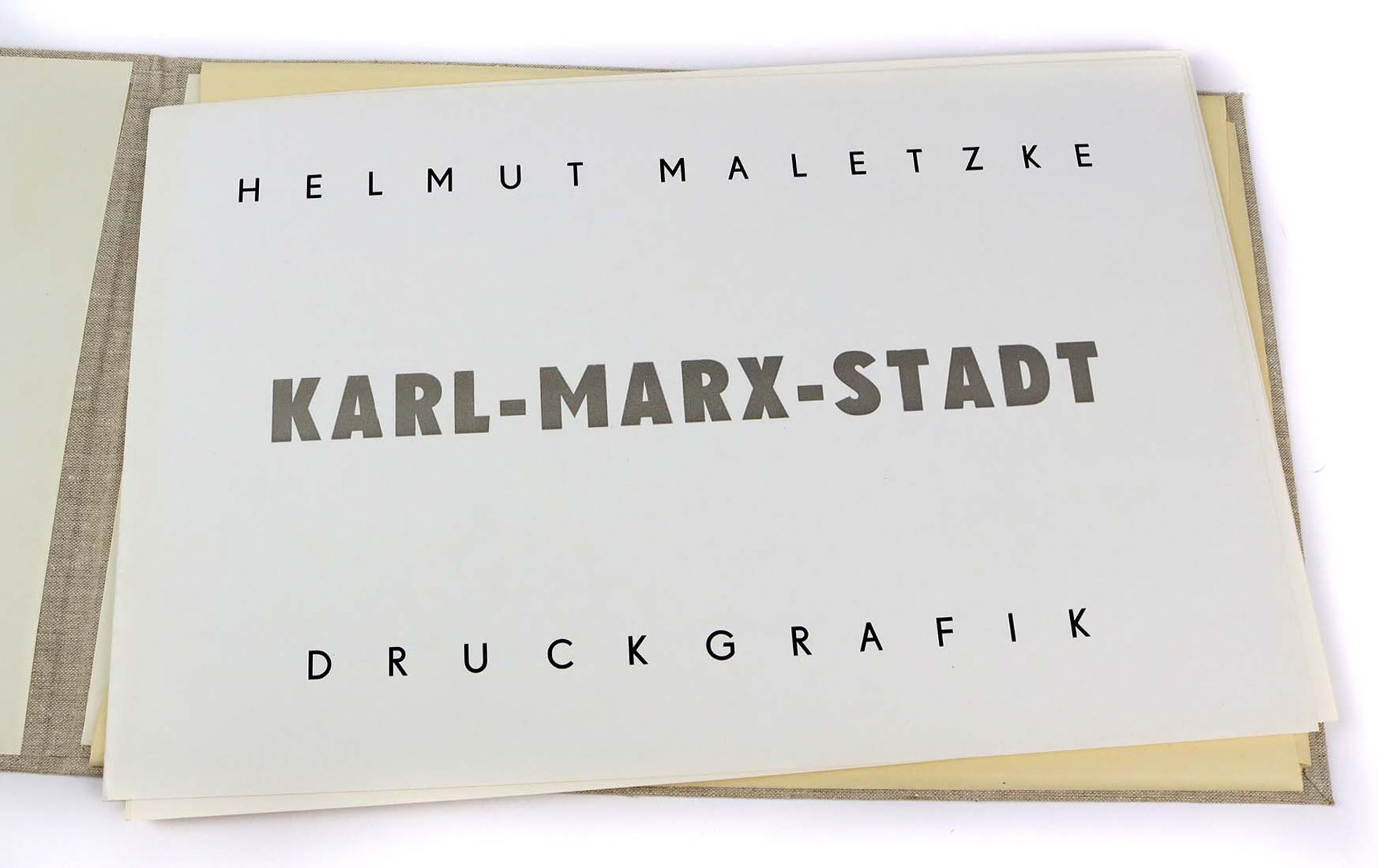 Mappe Karl-Marx -Stadt DruckgrafikHelmut Maletzke, mit 10 je vom Künstler mit Blei unterhalb