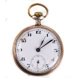 *Junghans* Herren Taschenuhr um 1900partiell vergoldetes, fein guillochiertes Uhrengehäuse mit