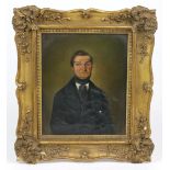 Biedermeier Portrait um 1850Öl/Pappe u.Holz umseitig bez. sowie datiert 1850. hochformatiges