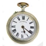 Herren Taschenuhr um 1900silberfarbenes Gehäuse, weißes Emaillezifferblatt bez. *Stockholm 1RA*.