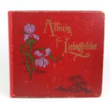 Album für Liebigbilder um 1910rot gewachstes Halbleinen Album mit goldgeprägtem Titel u.