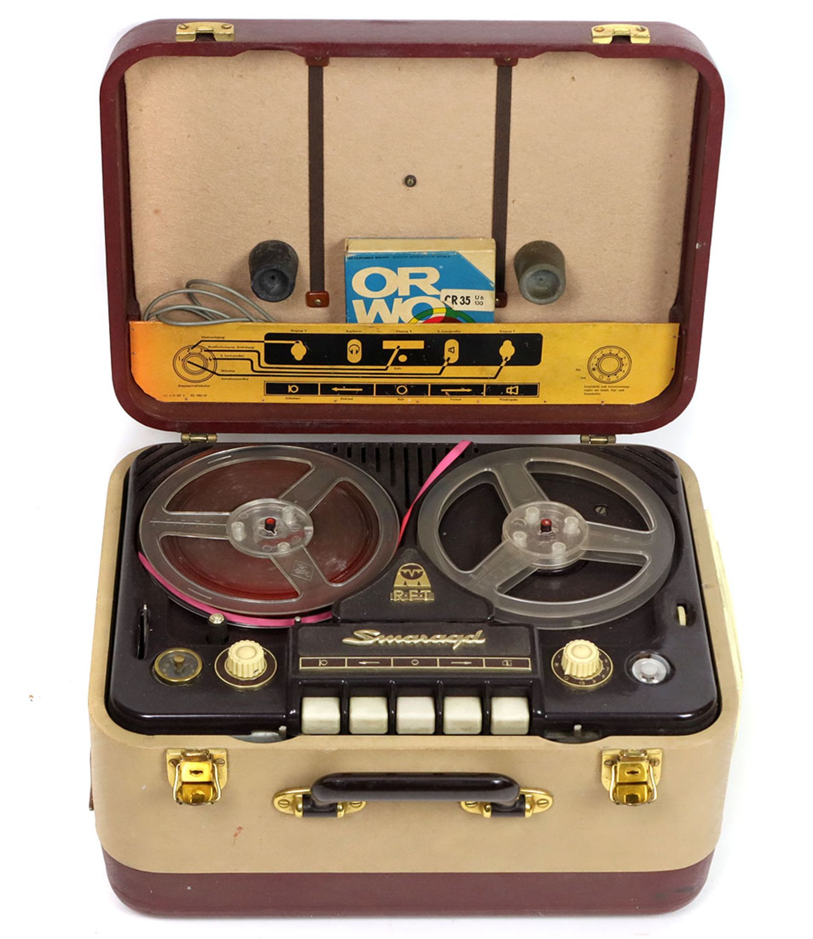 Tonbandgerät RFT SmaragdDoppelspur Tonbandgerät, es verfügt über eine Zähluhr, Ausgänge für