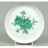 Meissen Wandteller *Grüne Blume*Porzellan mit unterglasurblauer Schwertermarke der
