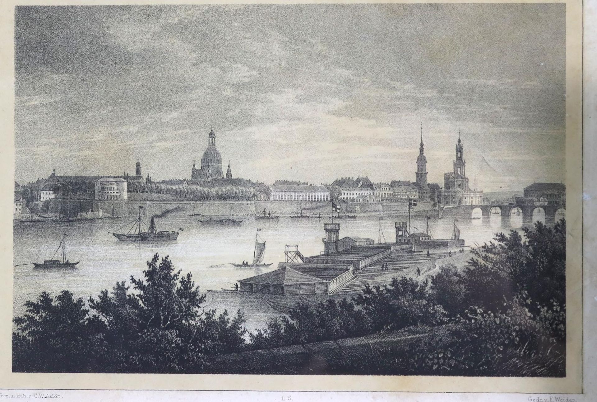2 sächsische AnsichtenHistorische Ortsansichten um 1820, Radierung je mittig bez. *Dresden von der - Bild 2 aus 3