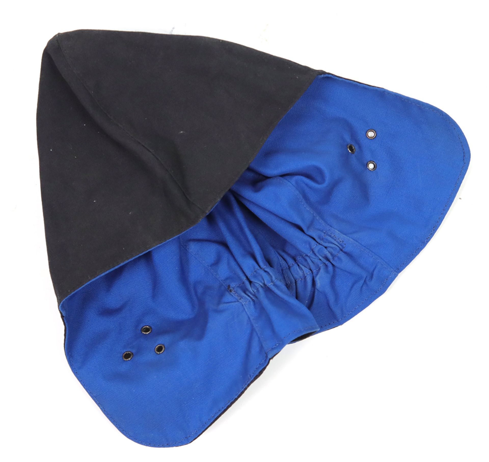 Fahrer Kappeaus schwarz u. blauem Stoff, enganliegende Kappe mit Ohrlöchern u. Gummizug im Nacken, - Image 3 of 3