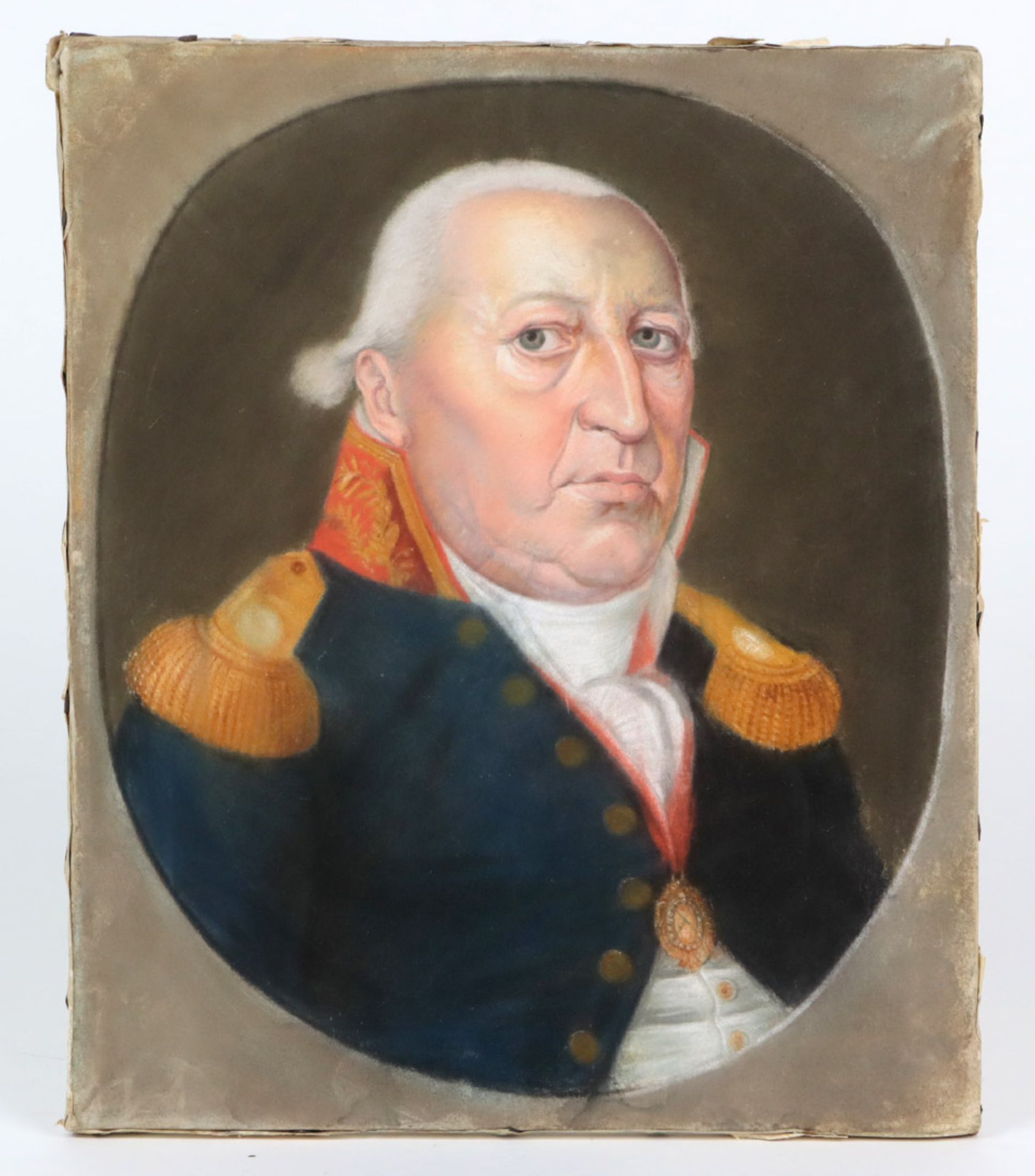 Biedermeier Herrenportrait 1810Pastell umseitig signiert F. Carri sowie *fecit 1810*, hochformatiges