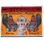 Werbeplakat Marke Siegurdfarbig lithographiert, schmal querrechteckig u. gerollt mit Metallschiene