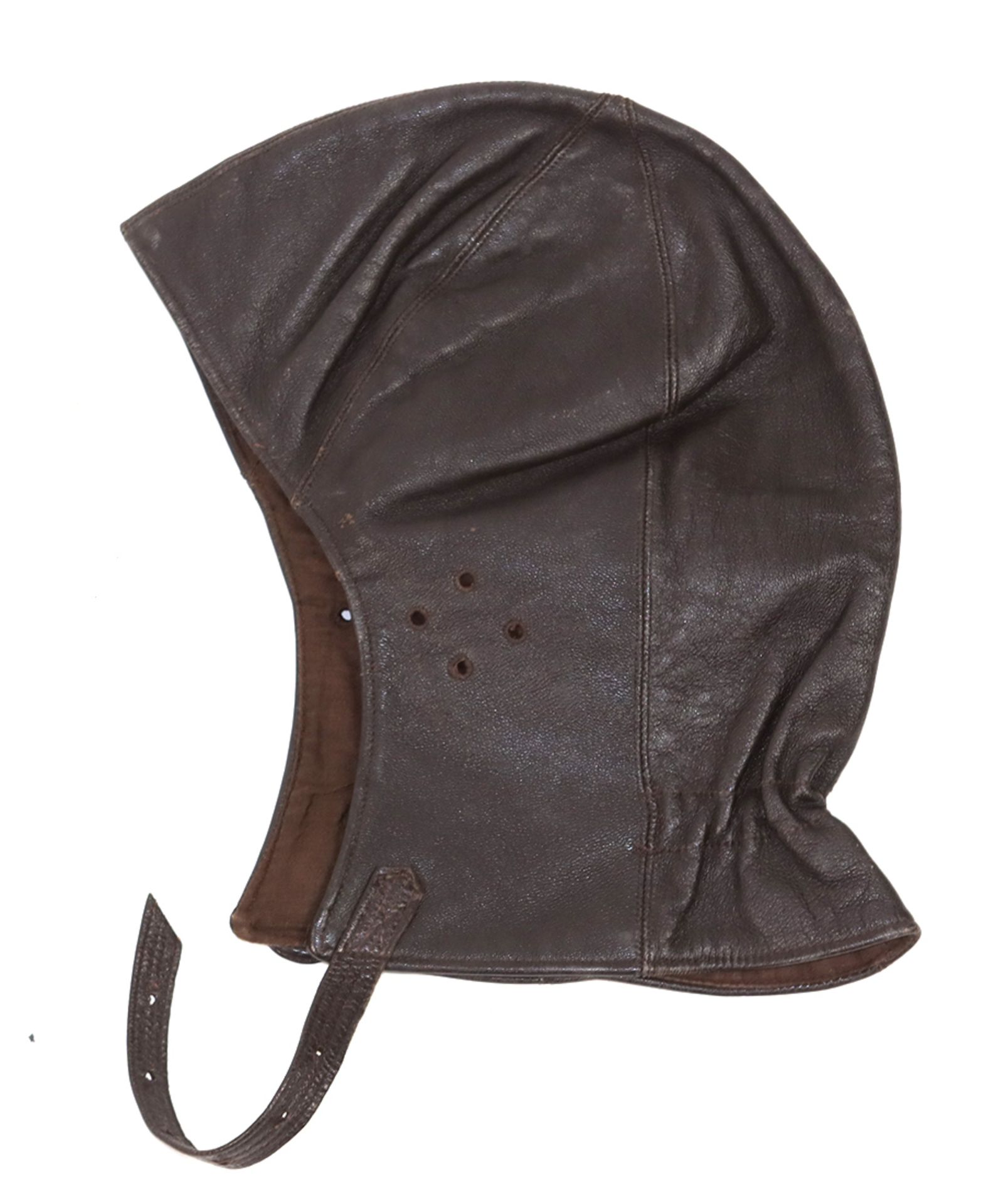 Leder Kappe 1920er Jahredunkelbraunes Leder, enganliegende Kappe mit Gummizug im nacken,