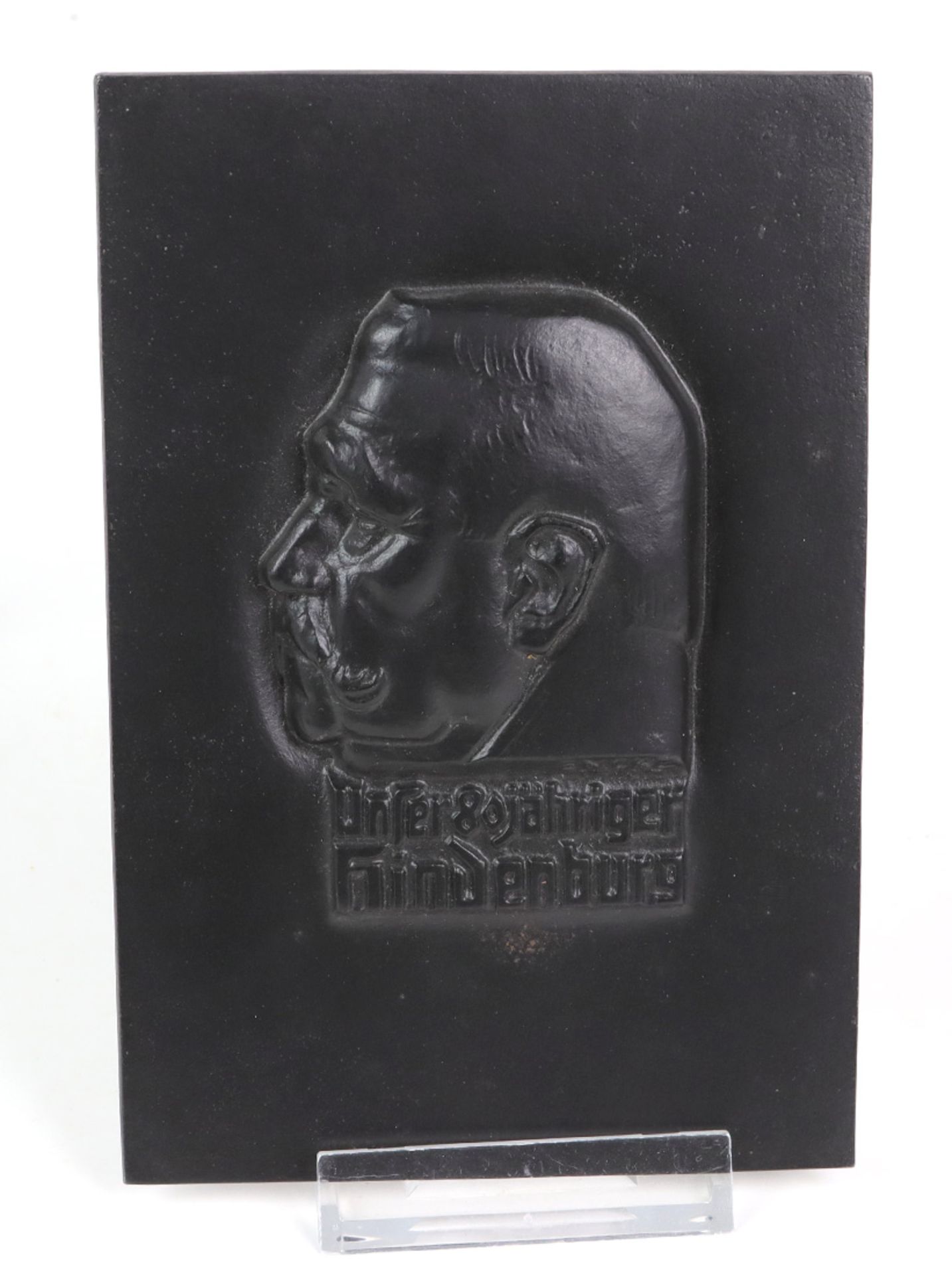Hindenburg Relief PortraitEisenguß brüniert, hochrechteckige Platte mit Brustbild des