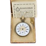 Schlüssel Taschenuhr um 1890fein guillochiertes sowie mit Jugendstil Gravur verziertes Uhrengehäuse,