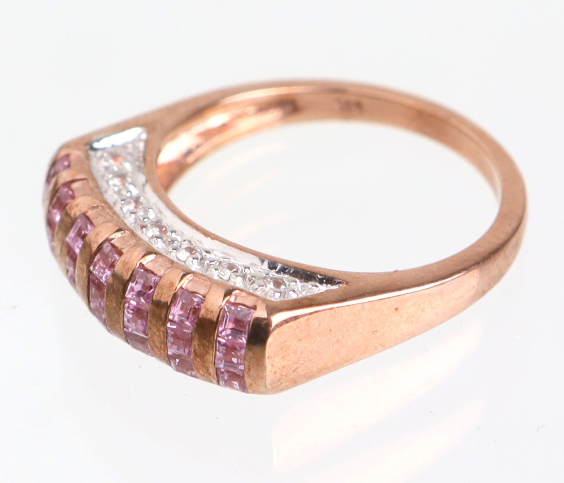 Ceylon Saphir Ring - RG 375Ringschiene in Roségold 375 (9 Karat) gearbeitet, punziert, leicht - Bild 2 aus 3