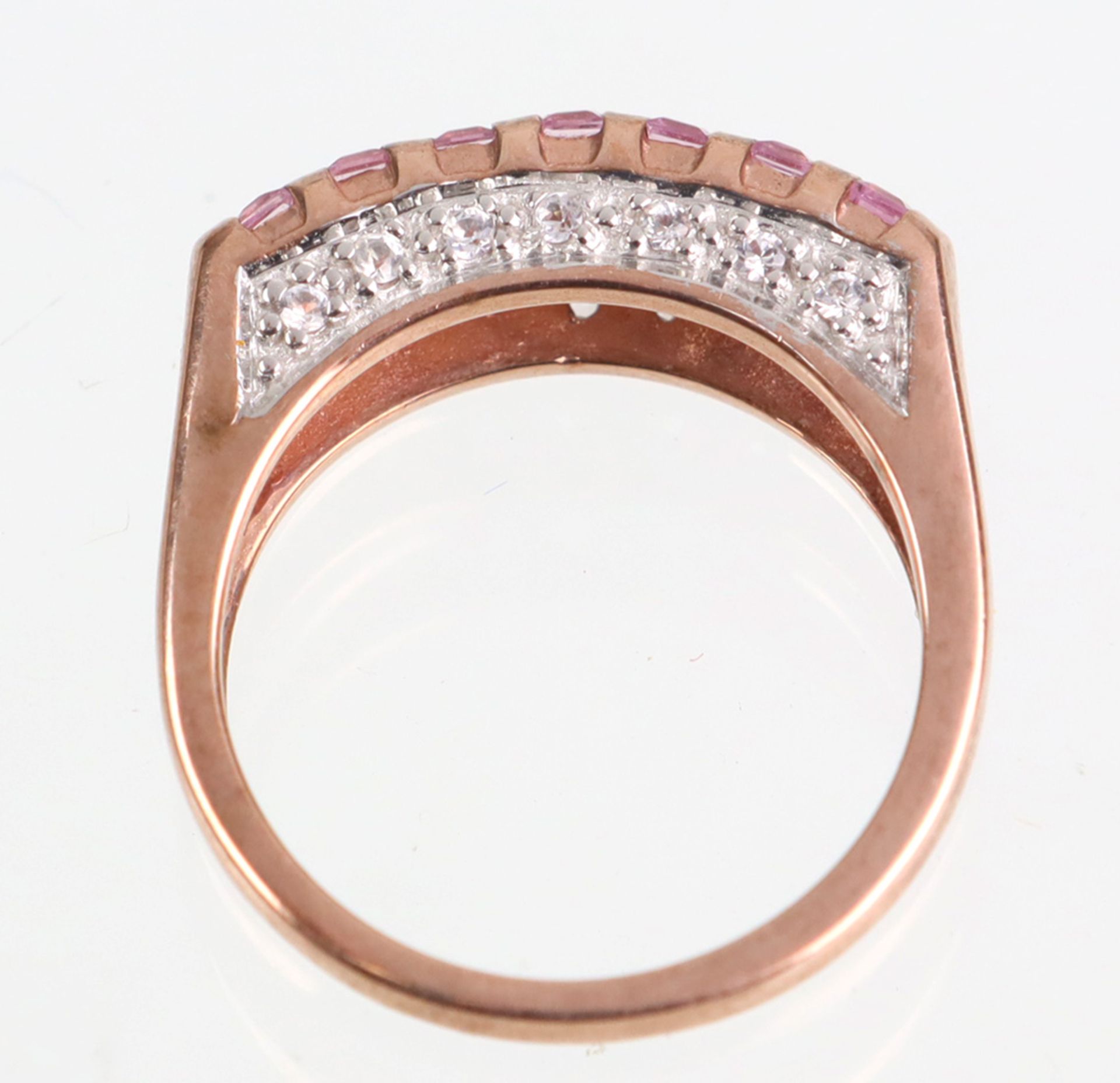 Ceylon Saphir Ring - RG 375Ringschiene in Roségold 375 (9 Karat) gearbeitet, punziert, leicht - Bild 3 aus 3