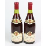 2 Flaschen französischer Rotwein 1979Macon Superieur Les Vignerons d' IGÉ, 2 grüne Flaschen mit