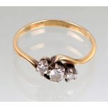 Brillant Ring - GG/WG 333in Gelbgold / Weißgold 333 (8 Karat) gearbeitet, nicht punziert, von