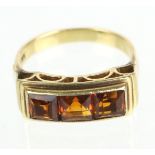 Madeira Citrin Ring - GG 585in Gelbgold 585 (14 Karat) gearbeitet u. punziert, Bandring mit leicht