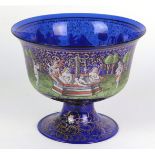 Hochzeits Pokal um 1880kobaltblaues Glas, auf Trichterfuß ausschwingende Kuppa mit umlaufendem