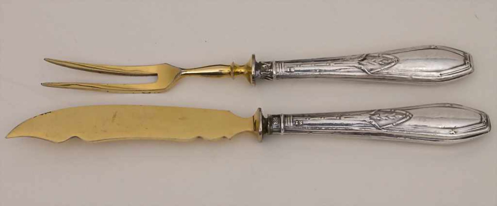 Obstbesteck für 12 Personen / A silver fruit cutlery for 12 persons, um 1900Material: Silber 830, - Bild 2 aus 4
