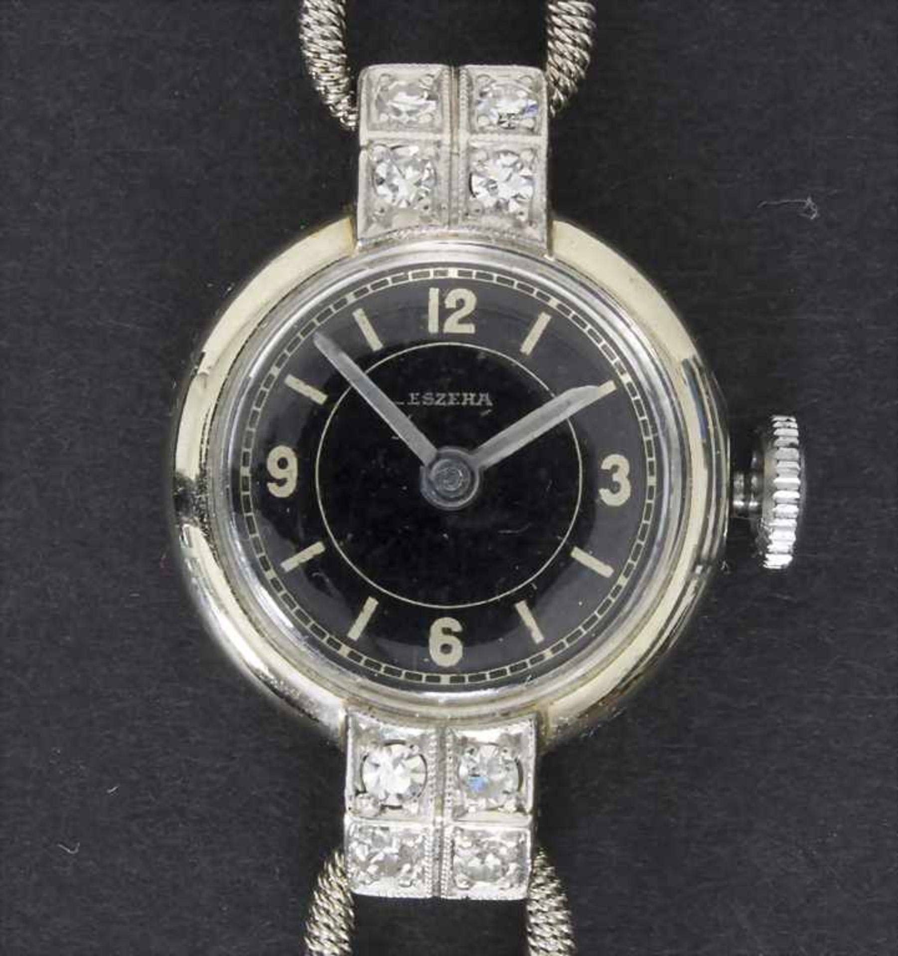Damenschmuckbanduhr, A ladies watch, Eszeha mit Diamanten, Schweiz, um 1950Gehäuse und Armband in