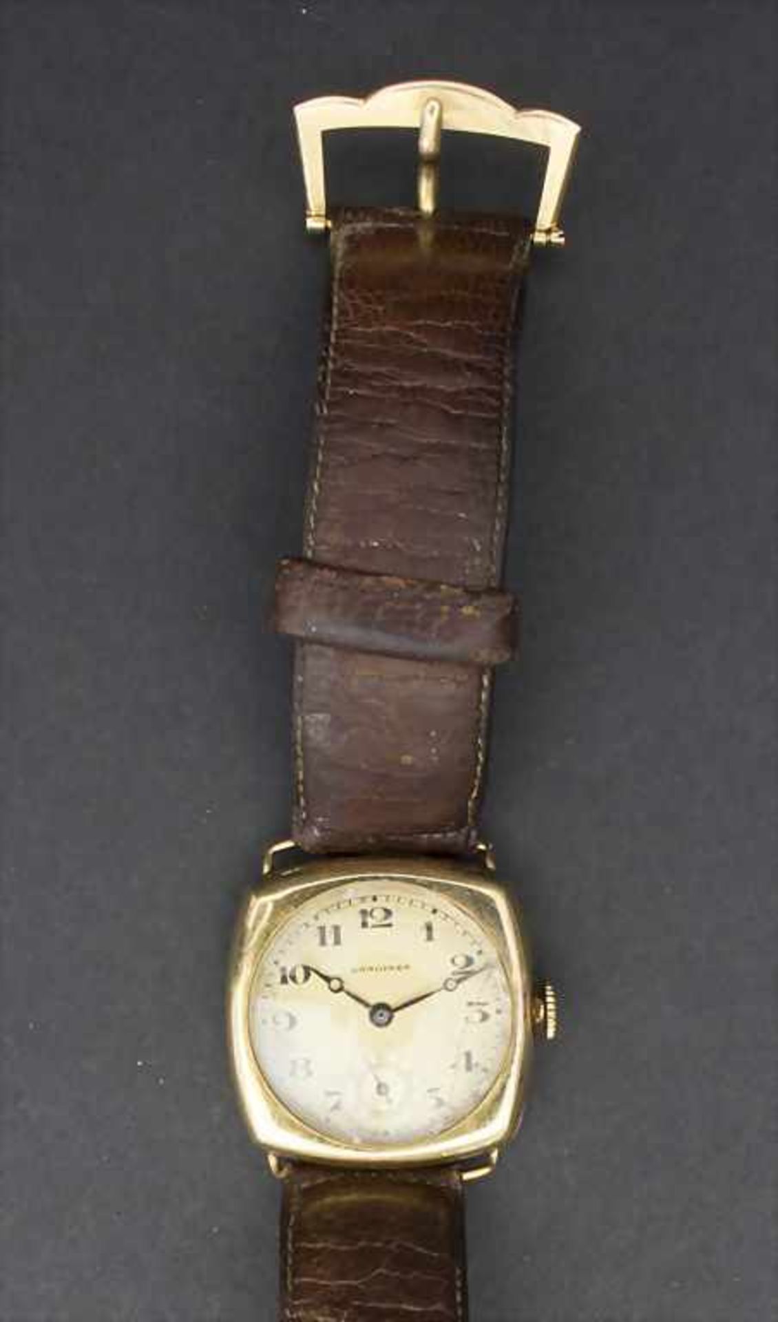 HAU, Longines, Schweiz, um 1930Gehäuse: 18 Kt. 750/000 Gold, Nr. 3714069, Dornschließe ebenfalls - Image 4 of 4