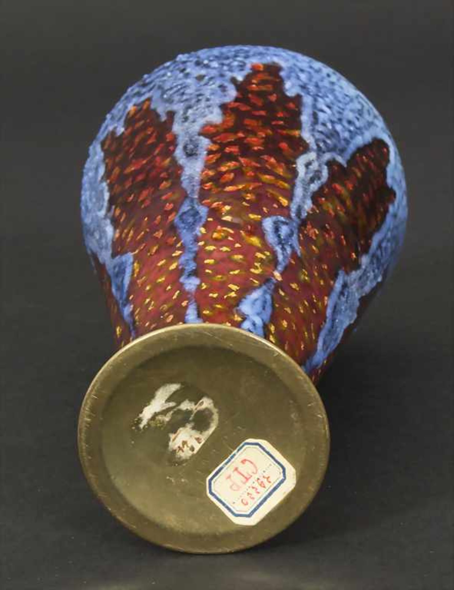 Art Déco Vase, C. Geanty, Limoges, um 1930Material: Silberfolie auf Messingkorpus mit - Bild 4 aus 5