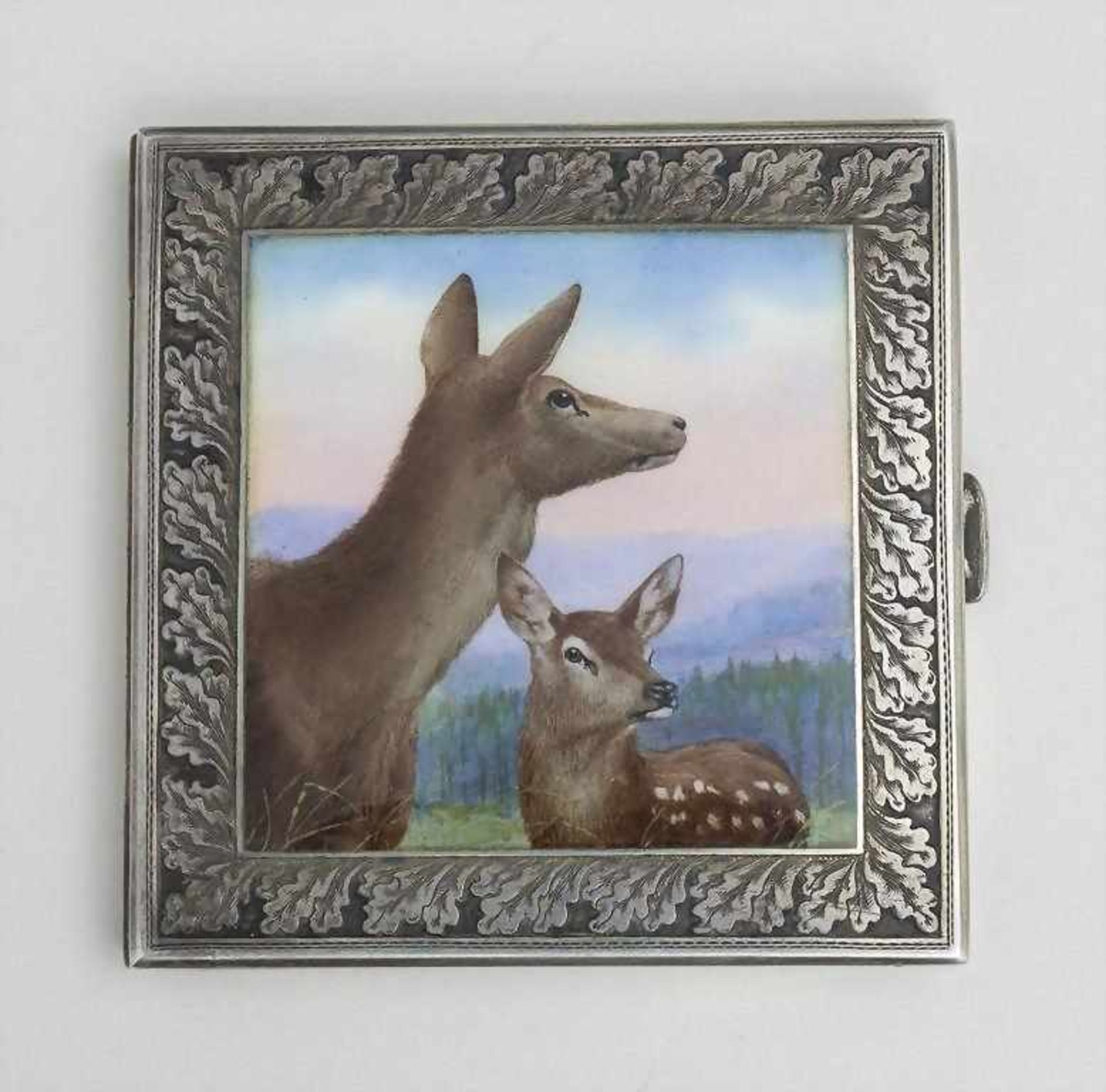 Zigarettenetui mit Emaildekor / Enameled Silver Cigarette Case, Georg Adam Scheid (1837-1921), Wien, - Image 2 of 3