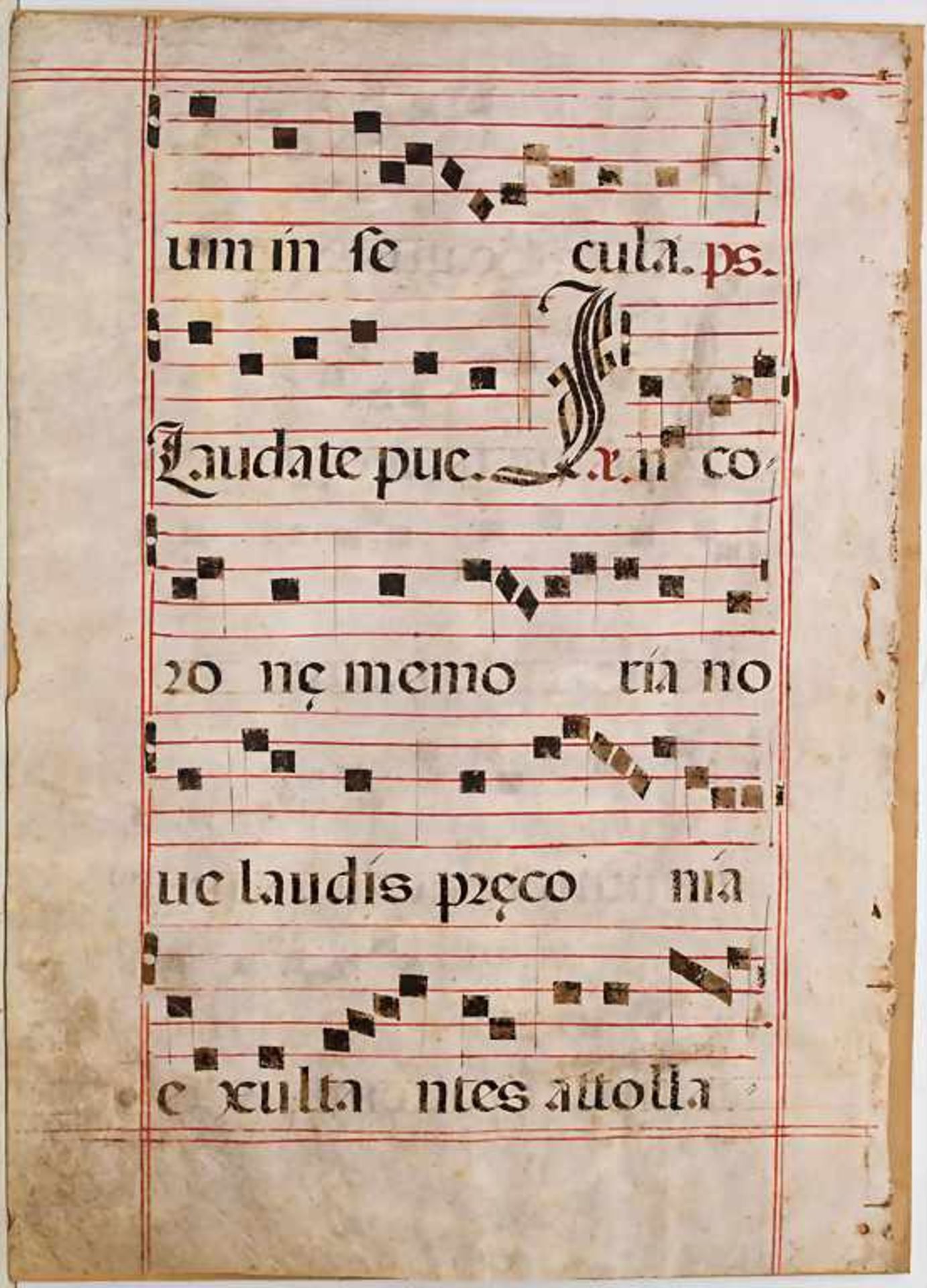 Missale-Blatt, 15. JhMaterial: Pergament bemalt, hinter Glas gerahmt.Herkunft: aus Besitz der - Image 2 of 4