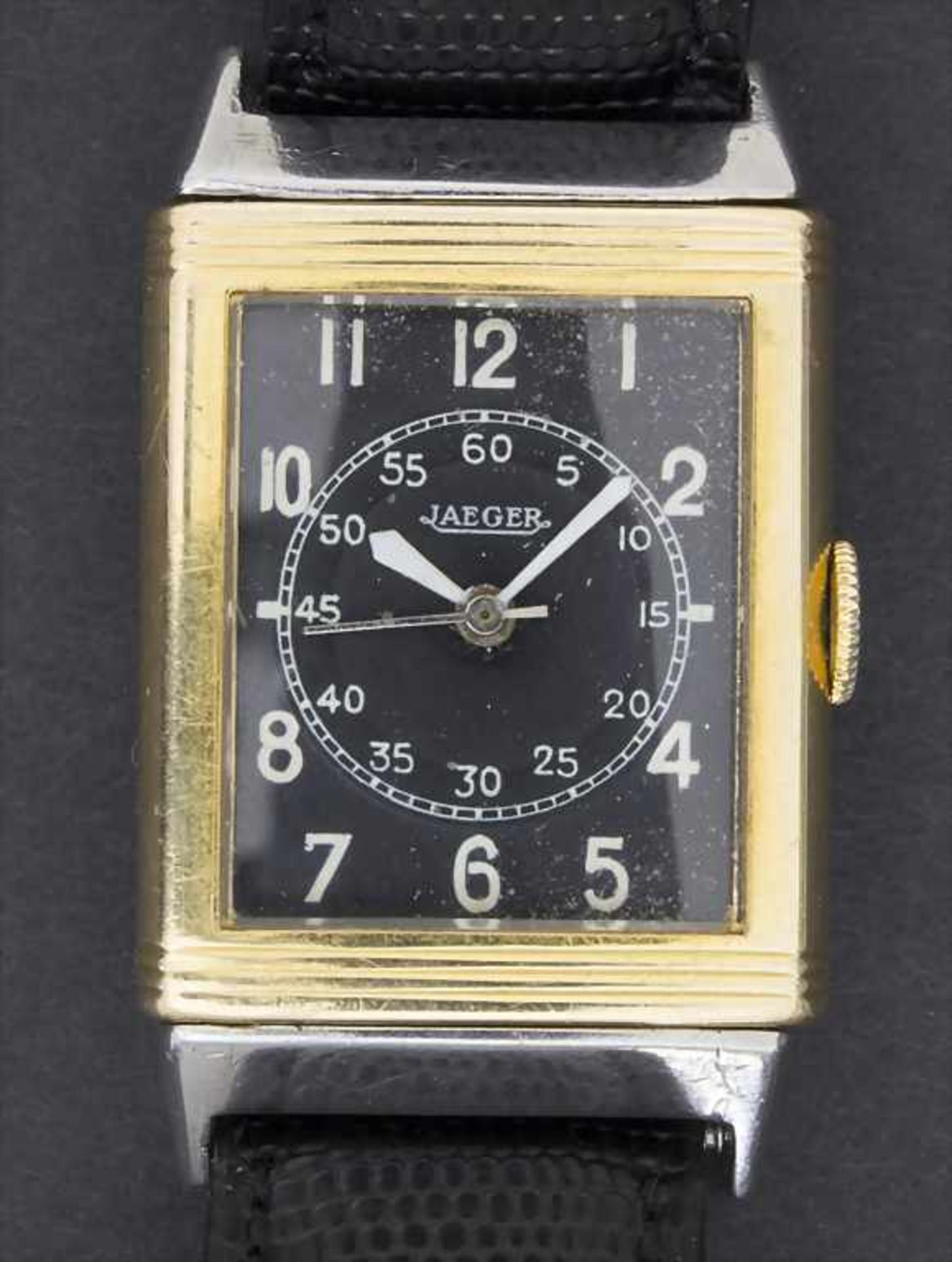 Jaeger Le Coultre, Reverso, Schweiz, um 1935Material: gewölbtes Gehäuse Stahl / Gold 750/000, No.