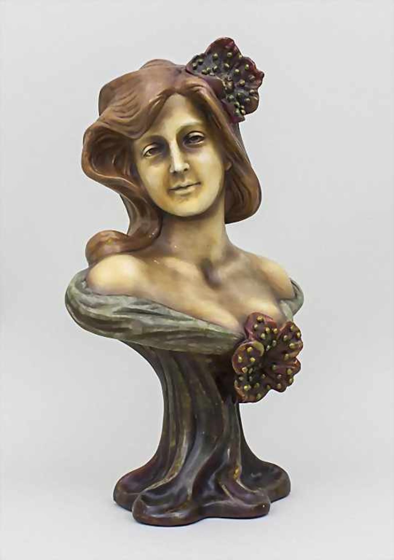 Jugendstil Büste einer jungen Dame / Art Nouveau Bust Of A Young Lady, 20. Jh.junges Mädchen mit