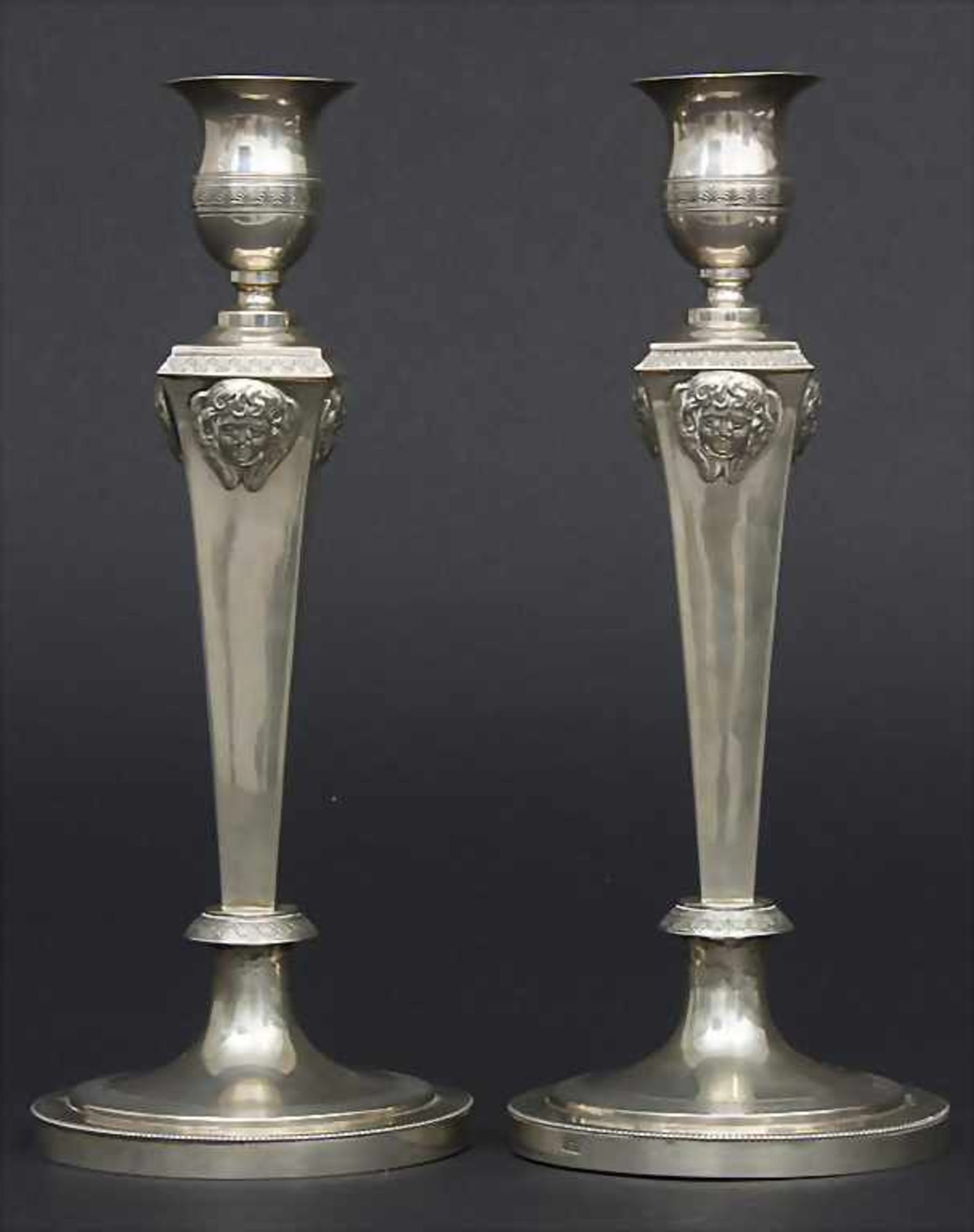 Paar Empire Kerzenleuchter / A pair of candlesticks, Carl Gottlob Schrödel, Dresden, 1818Material: - Bild 2 aus 8