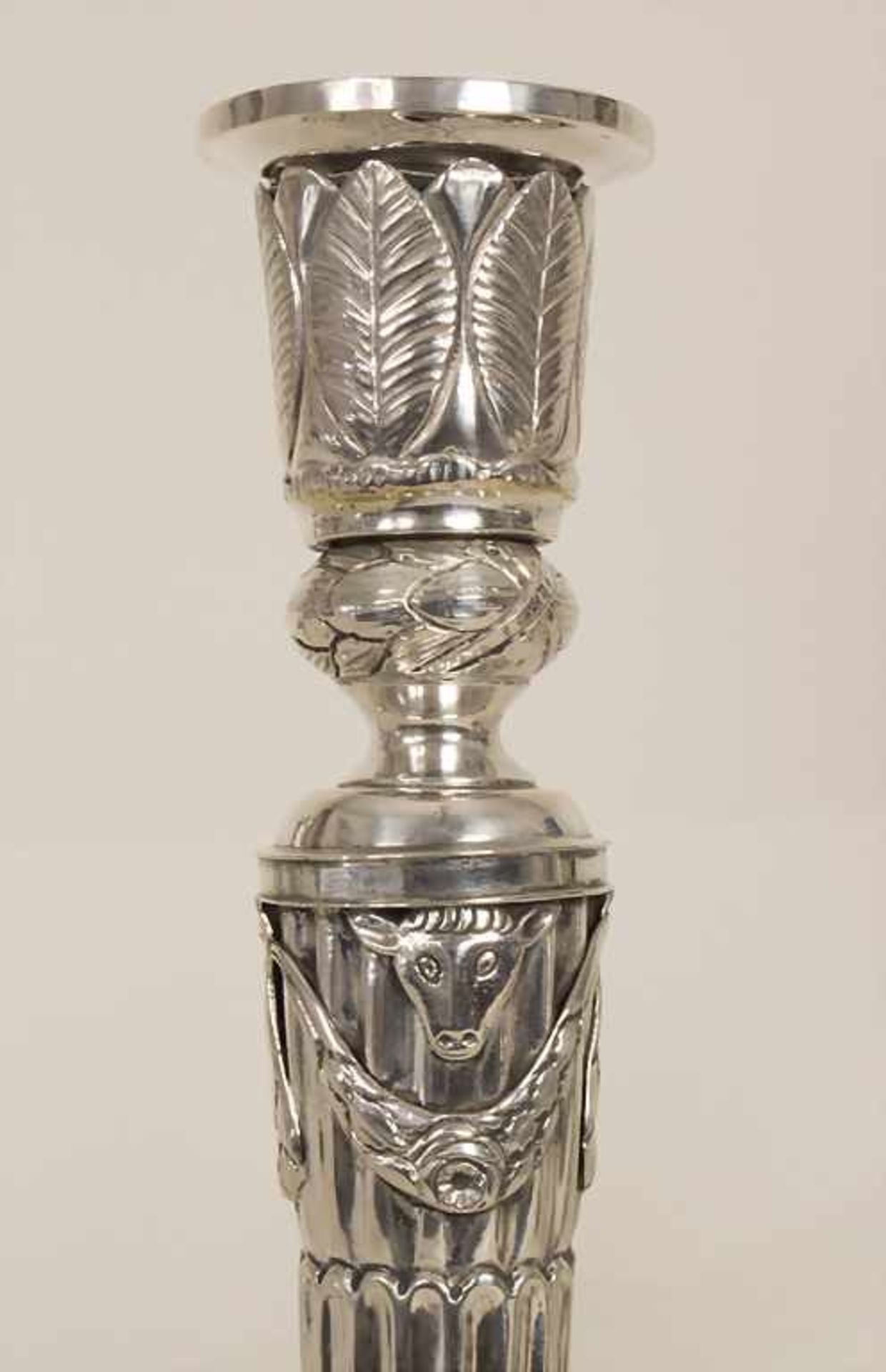 Paar Louis XVI Kerzenleuchter / A pair of Louis-seize silver candlesticks, Niederrhein, um - Bild 6 aus 6