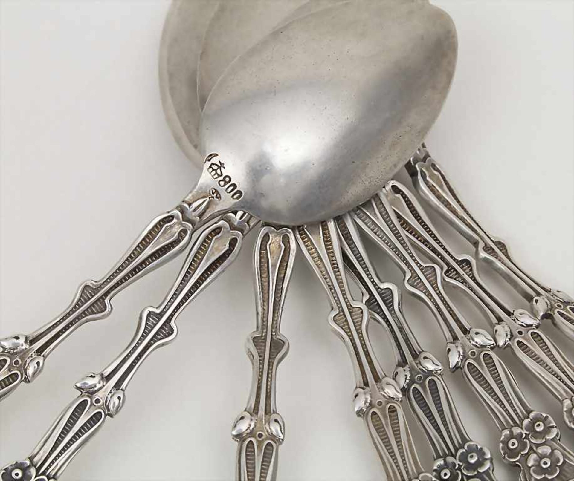 8 Jugendstil Kaffeelöffel / 8 Art Nouveau coffee spoons, deutsch, um 1900Material: Silber, - Image 2 of 2