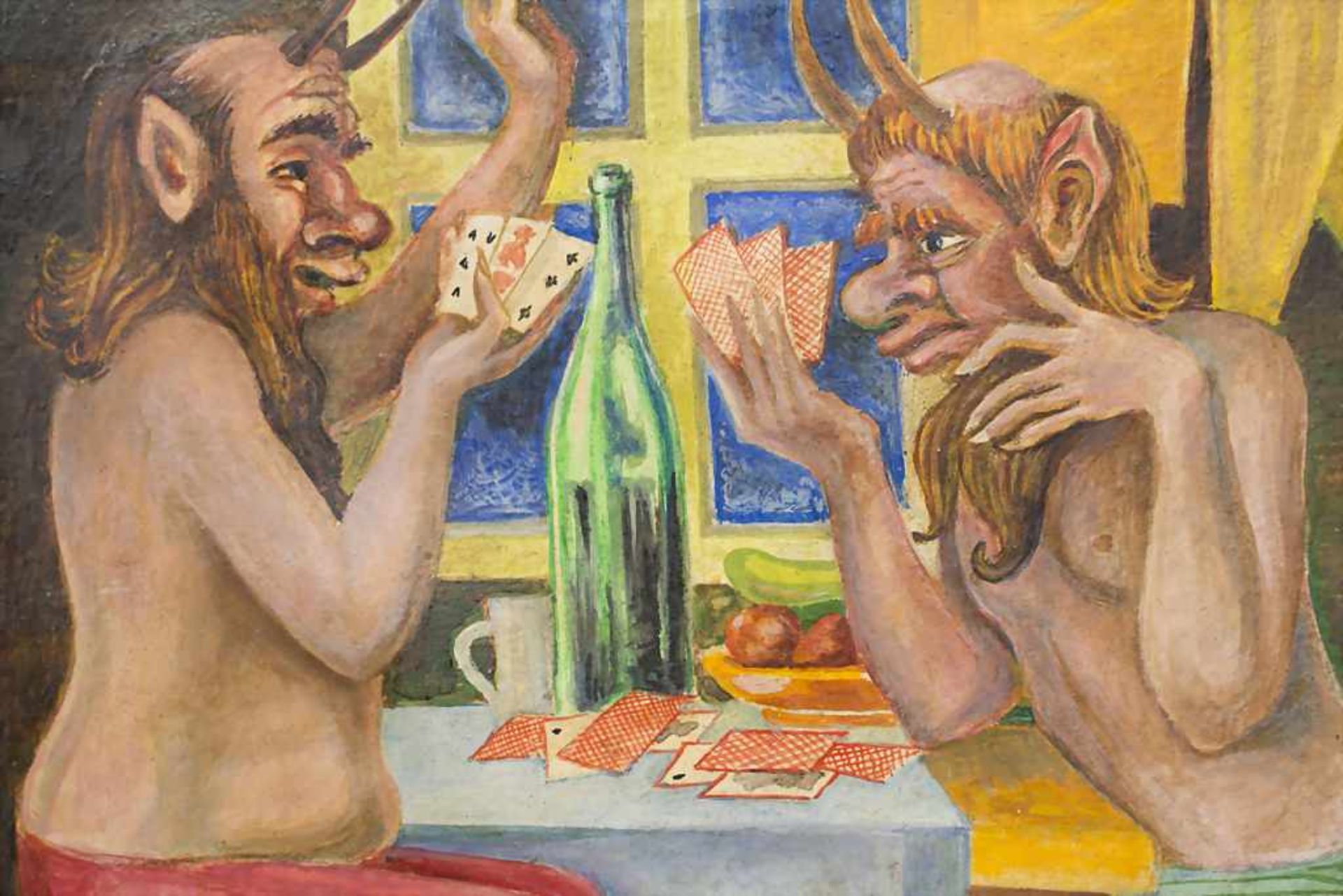 Russischer Maler 'Kartenspielende Faune und weibliche Akte' / Card playing fauns and female nudes' - Image 4 of 6