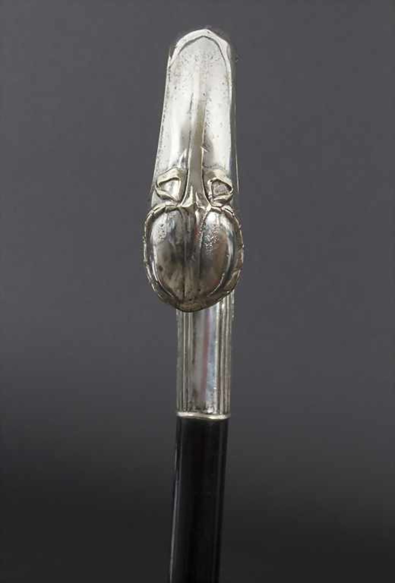 Gehstock mit Silbergriff / A cane with silver handle, um 1900Material: Messing, versilbert ( - Bild 3 aus 6