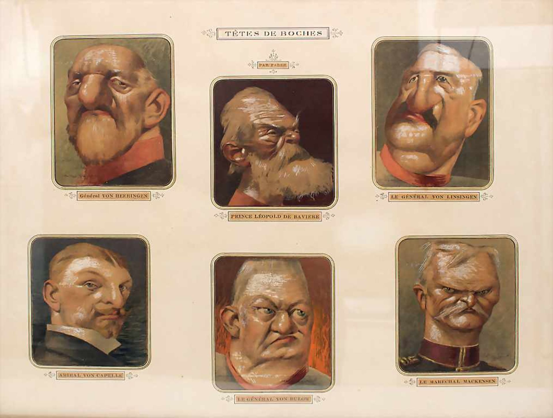 E. Porcherot (19. Jh.), 2 Bilder 'La guerre en caricatures' und 'Têtes de boches'Technik: Mezzotinto - Bild 6 aus 9