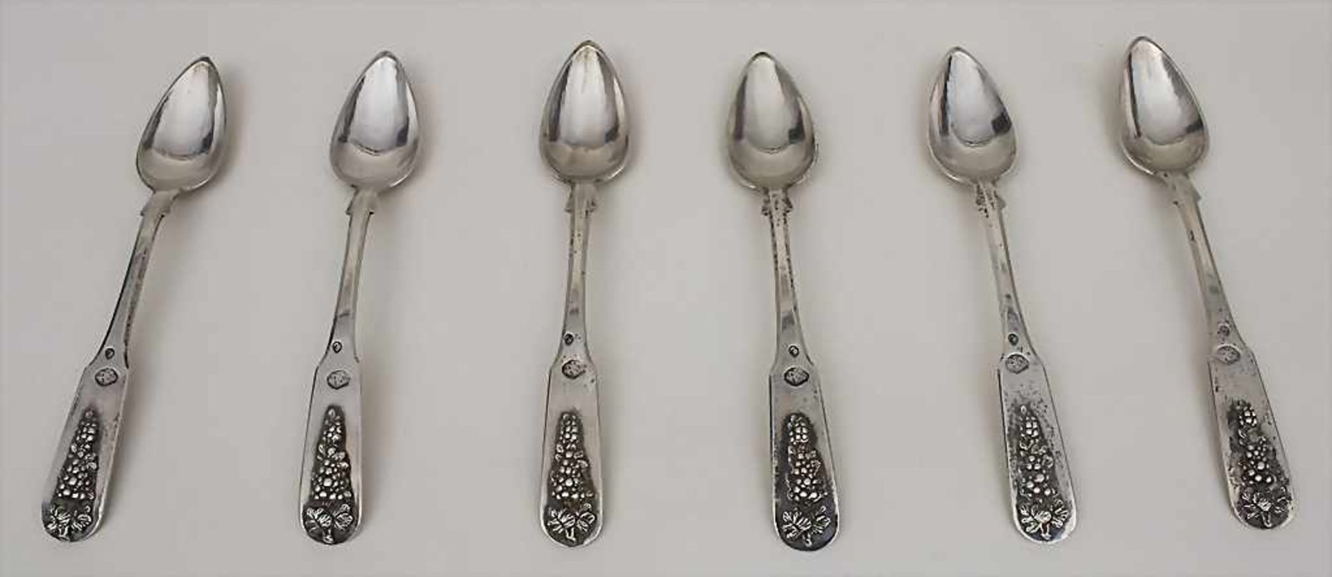 6 Löffel / A set of 6 silver spoons, Osmanisch/Türkei / Ottoman/Turkey, um 1860Material: Silber,