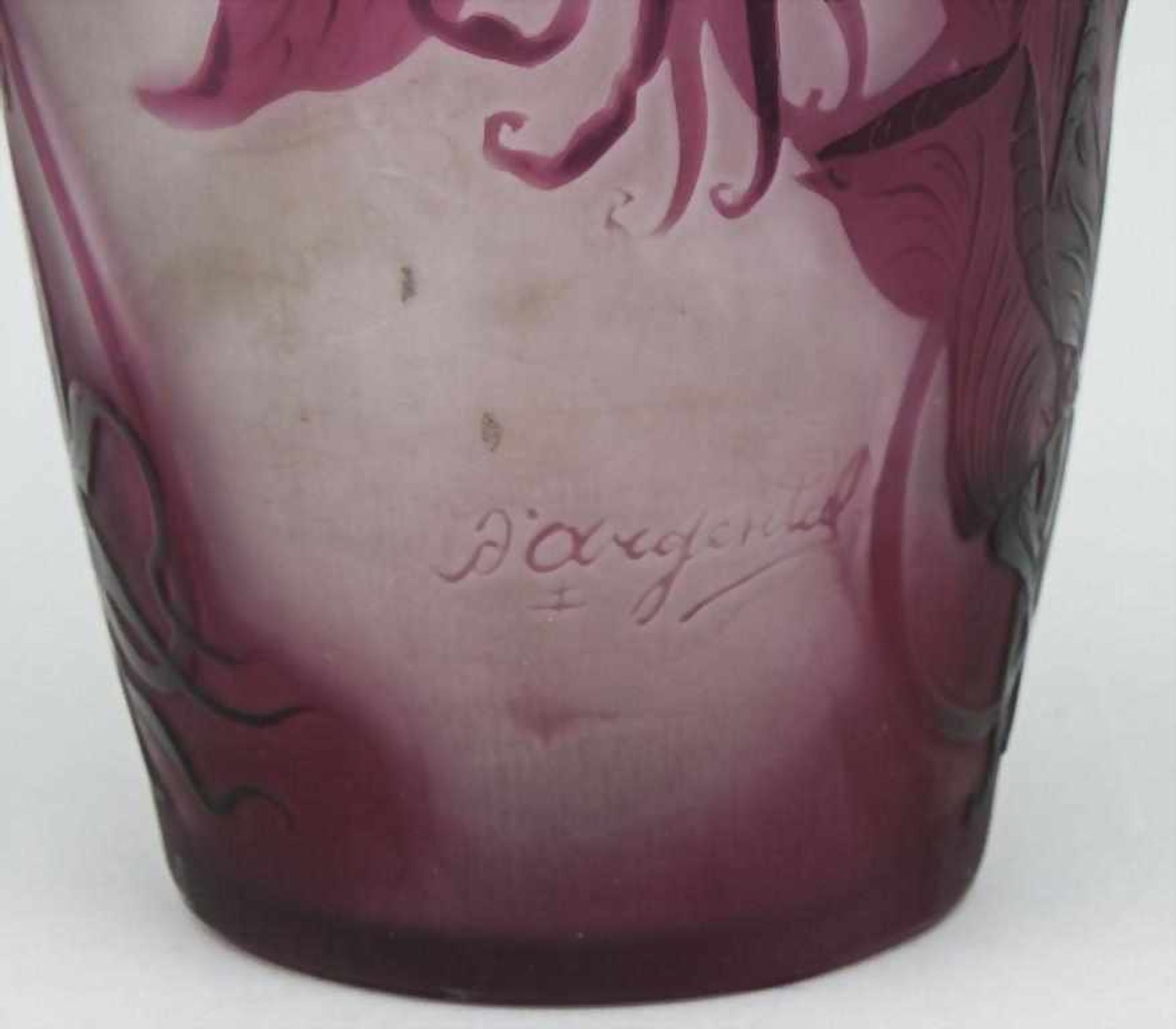 Jugendstil Vase mit Rosenzweigen / Vase with Roses, D'Argental, Paul Nicolas, um 1920farbloses Glas, - Bild 2 aus 2