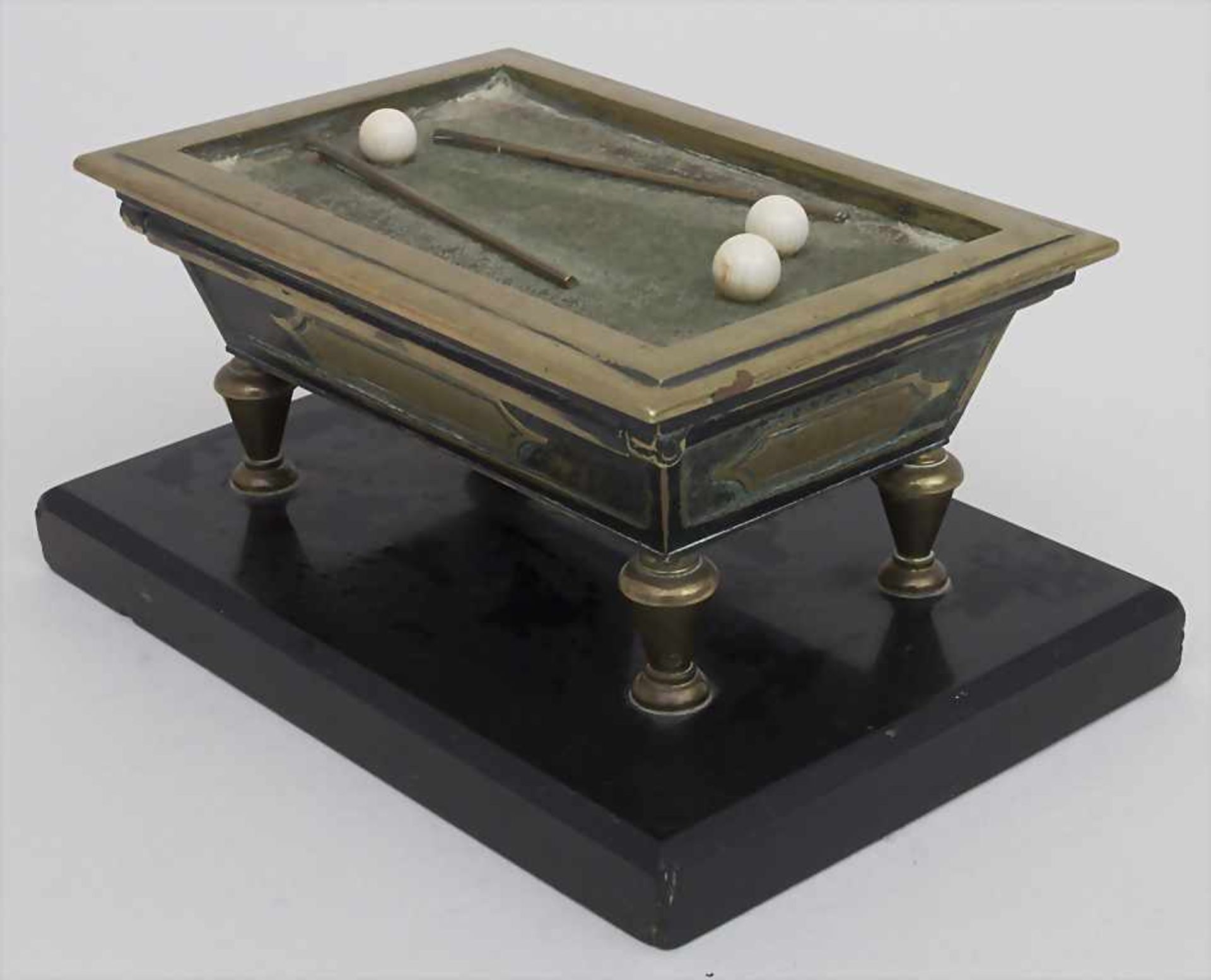 Billardtisch als Schatulle / A pool table as lidded box, deutsch, um 1900Material: Marmor Sockel, - Image 2 of 4