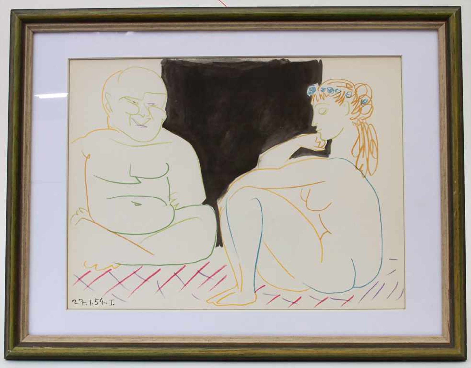 Pablo Picasso (1881-1973) (Zuschreibung / Attributed), 'Mann und Modell' / 'A man and a model' - Bild 2 aus 4