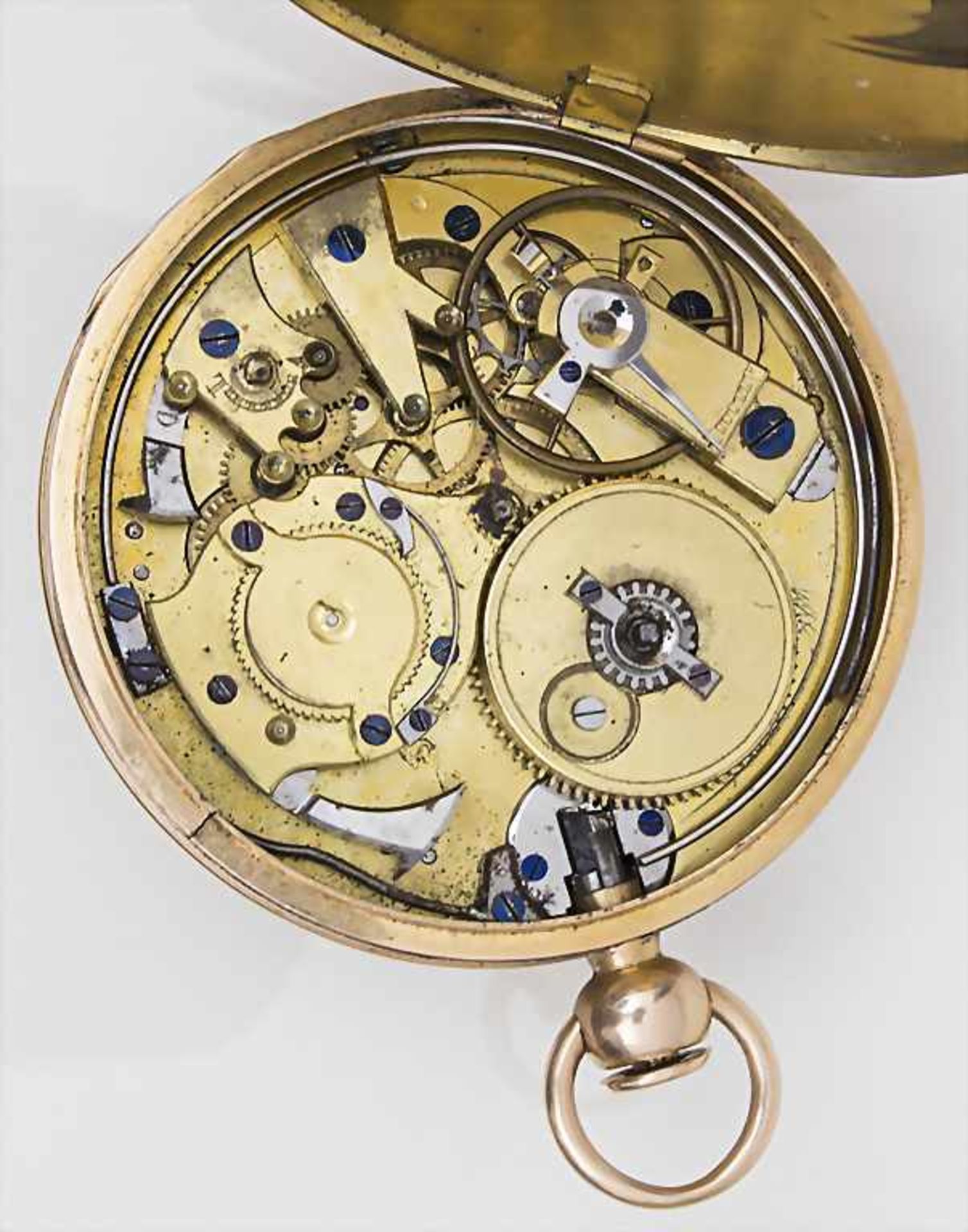 Offene Taschenuhr mit 1/4 Repetition / A pocket watch 1/4 quarter repeater, Louis Mallet, Paris, - Image 3 of 4