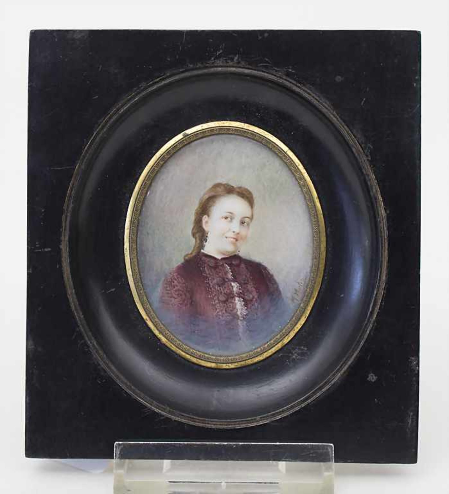 Miniatur Porträt der Dichterin Pauline Ponsonnard / A miniature portrait of poet Pauline Ponsonnard, - Bild 2 aus 4