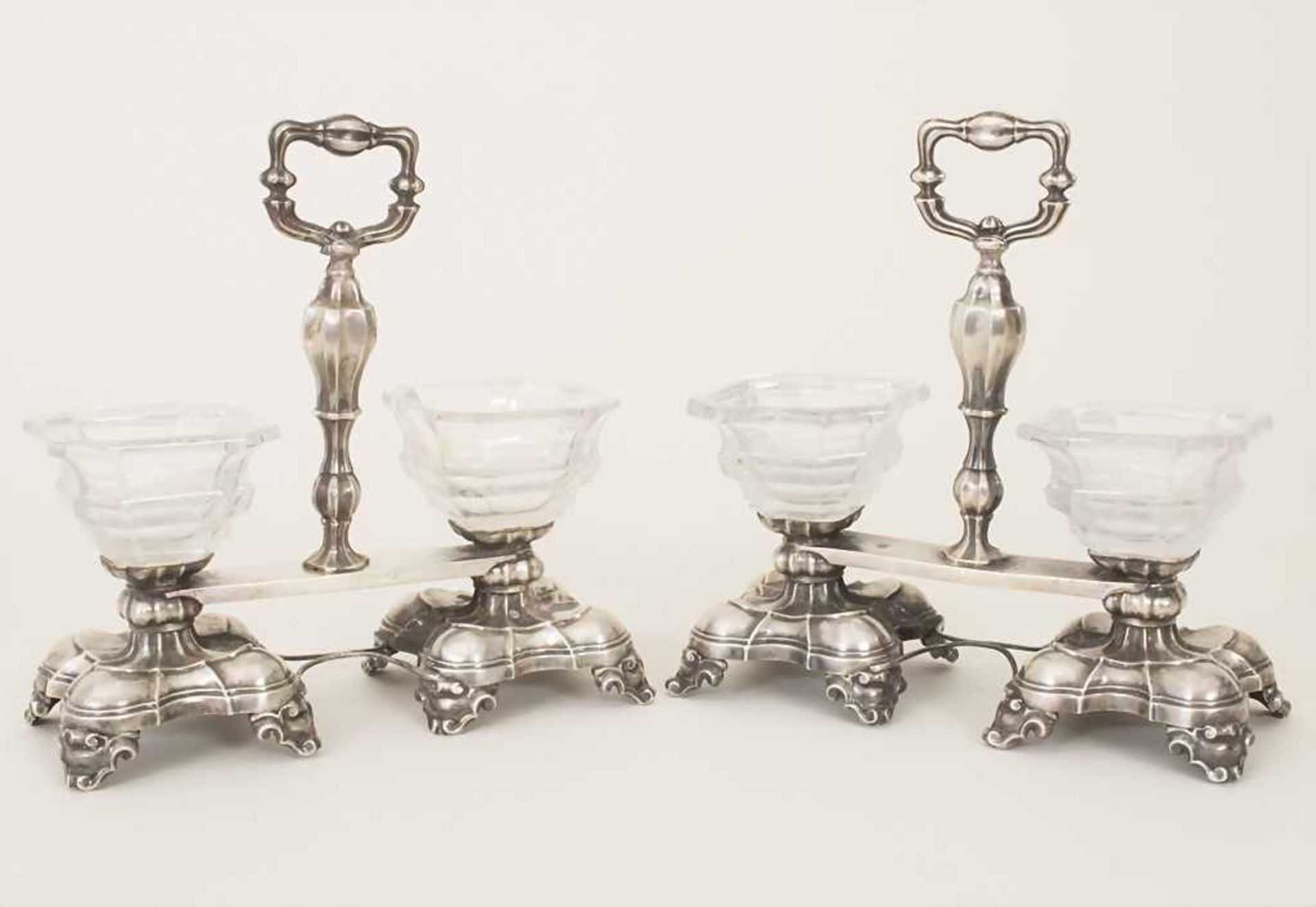 Paar Salieren / A pair of silver open salts, Frankreich, um 1840Material: Silber 950, Kristall - Image 2 of 5